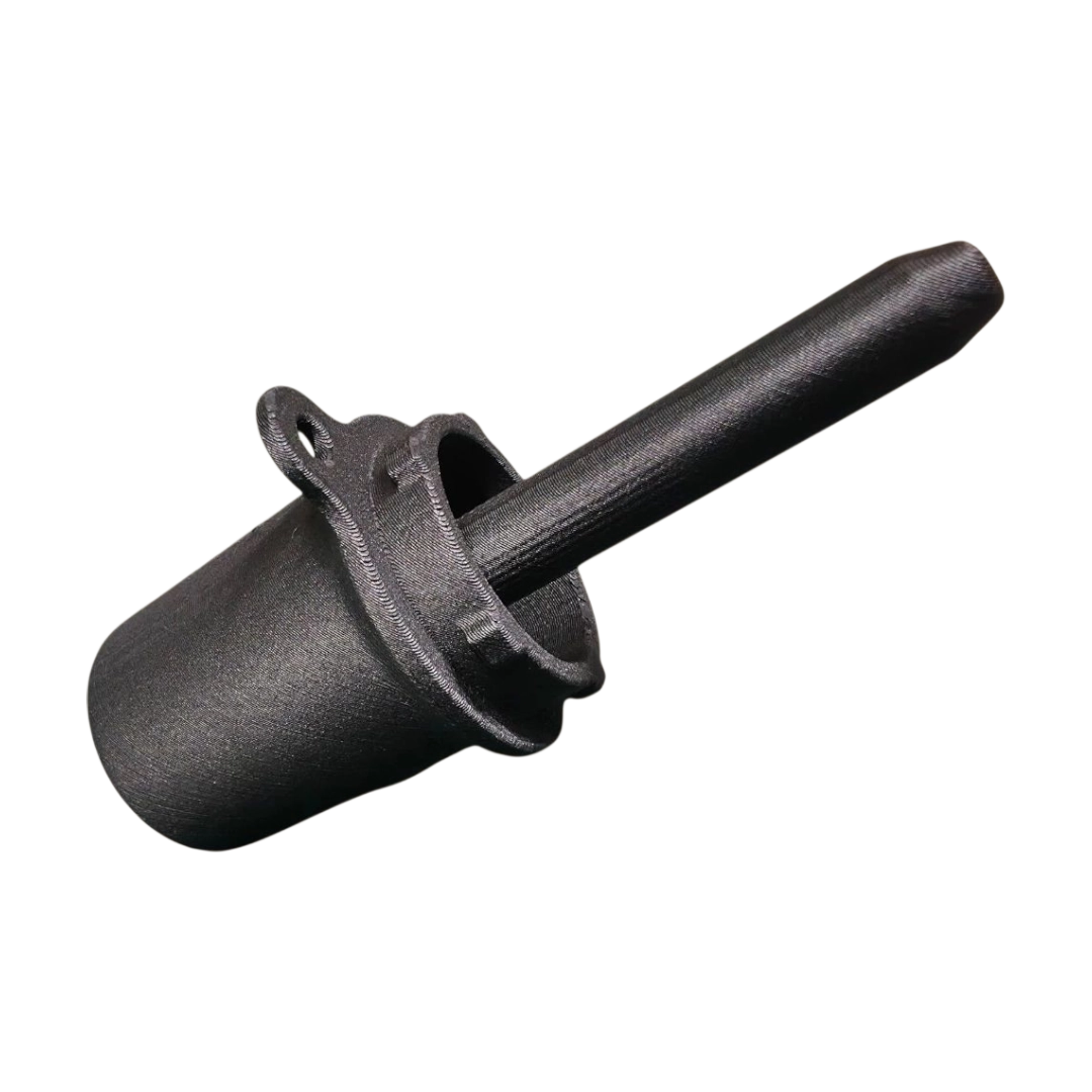 Custom 3D printed Triton Router Rack Post Cap in carbon fiber infused material for high mechanical strength, manufactured in Manchester