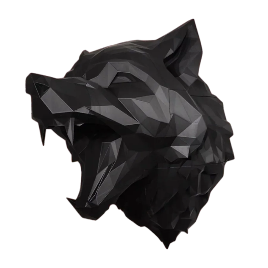 Custom low-poly wolf wall sculpture made to order and printed in PLA