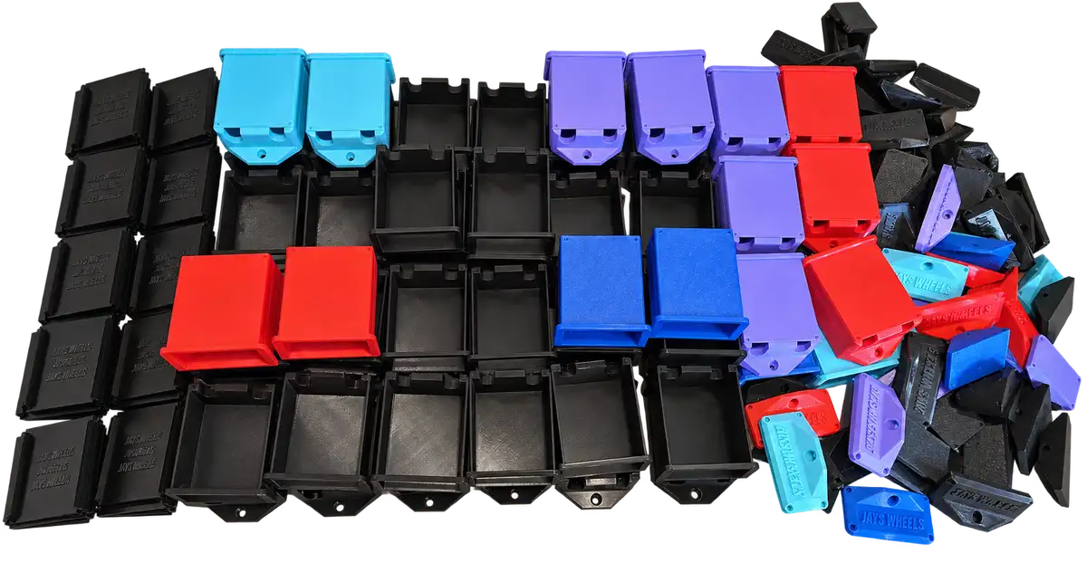 Colourful custom 3D-printed parts produced in a batch