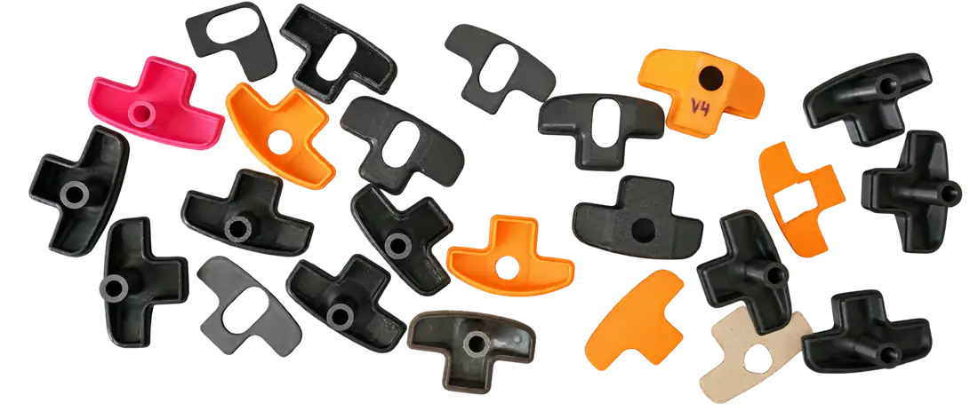 A selection of custom 3D-printed prototype components